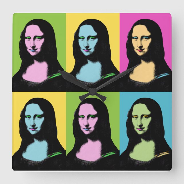 Mona Lisa - Pop Art Style  Square Wall Clock (Front)