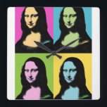 Mona Lisa - Pop Art Style Square Wall Clock<br><div class="desc">Mona Lisa is stylised in Pop Art and Her famous smile is also colourized. For Pop Art lovers. With respect to Leonardo Da Vinci painting, this is Art Revisited !</div>