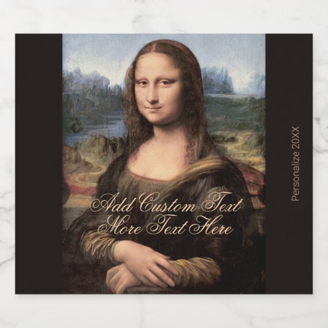 Mona Lisa Portrait Add Brand Name and Year Beer Bottle Label (Single Label)