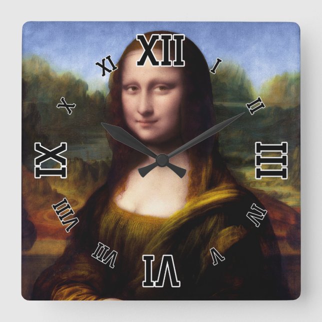 Mona Lisa (Portrait of Lisa Gherardini) Square Wall Clock (Front)
