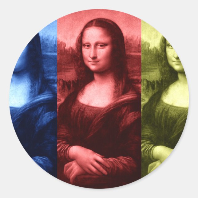 Mona Lisa Primary Colours Classic Round Sticker (Front)