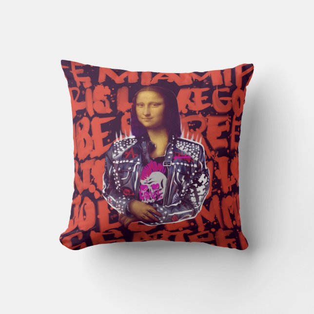 Mona Lisa Punk Art Cushion (Front)