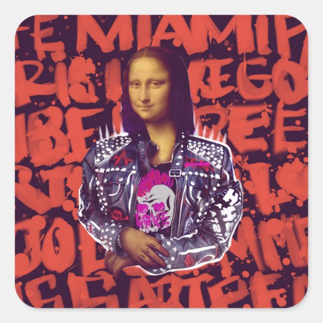 Mona Lisa Punk Art Square Sticker (Front)