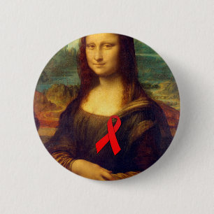 Mona Lisa Red Ribbon 6 Cm Round Badge