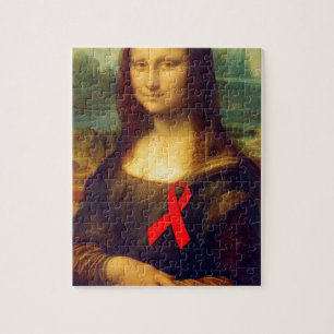 Mona Lisa Red Ribbon Jigsaw Puzzle