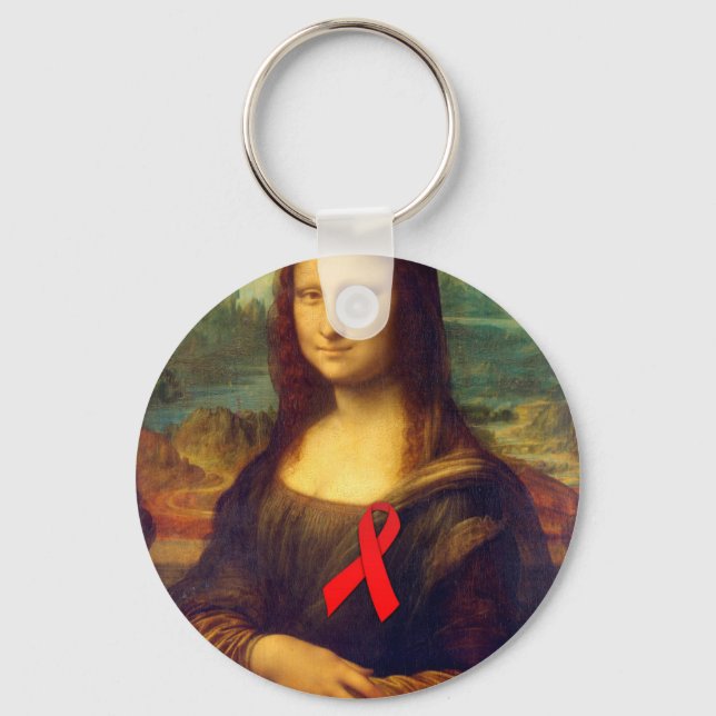 Mona Lisa Red Ribbon Key Ring (Front)