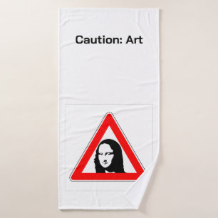 Mona Lisa Road Sign Parody Pop Art Bath Towel
