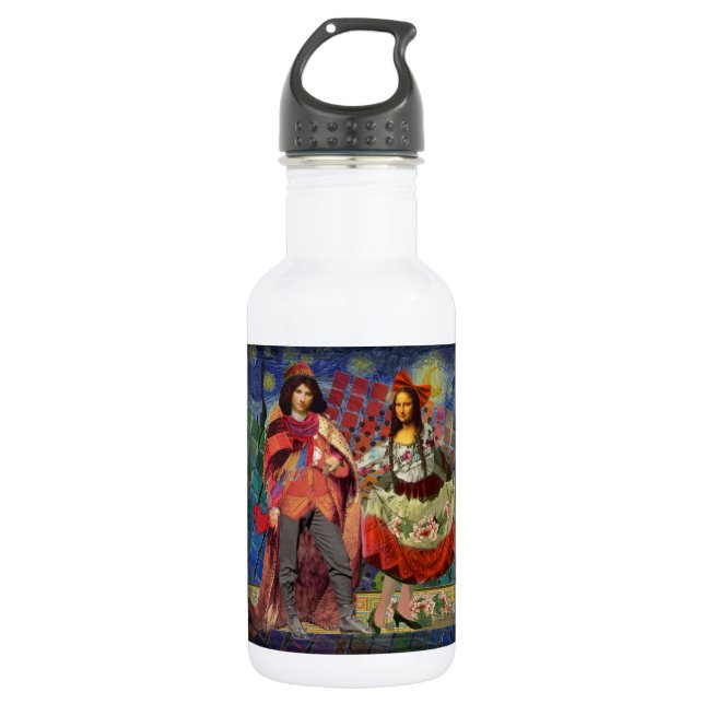 Mona Lisa Romantic Funny Colourful Artwork 532 Ml Water Bottle (Front)