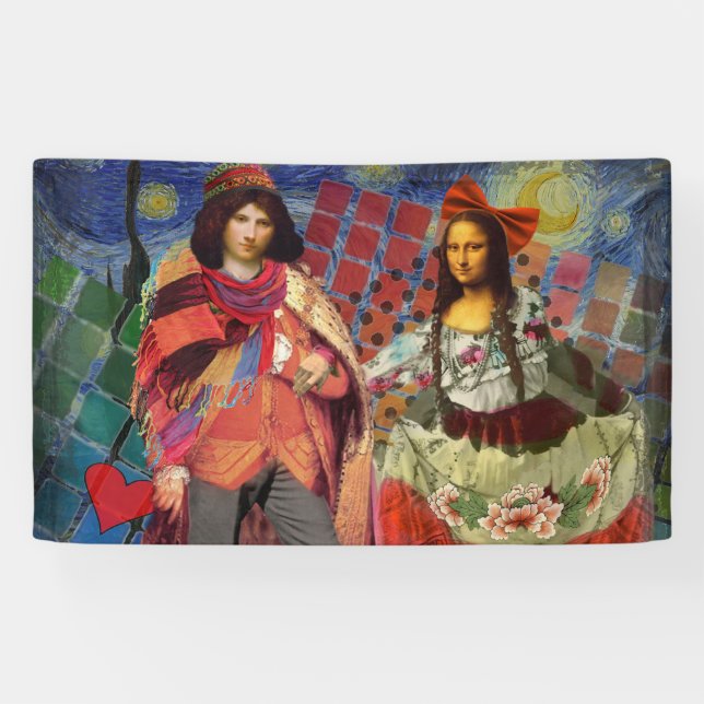 Mona Lisa Romantic Funny Colourful Artwork Banner (Horizontal)