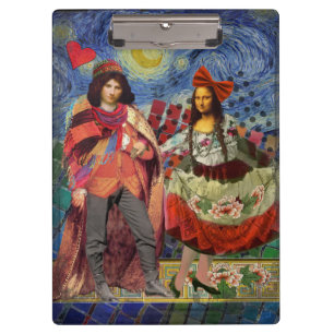 Mona Lisa Romantic Funny Colourful Artwork Clipboard