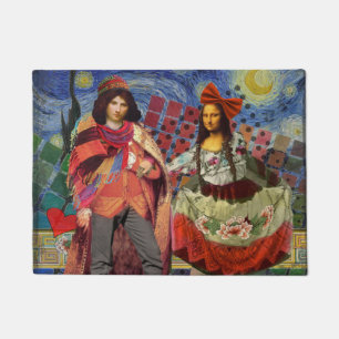 Mona Lisa Romantic Funny Colourful Artwork Doormat