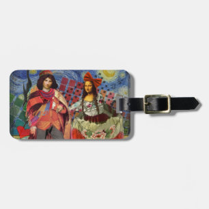 Mona Lisa Romantic Funny Colourful Artwork Luggage Tag
