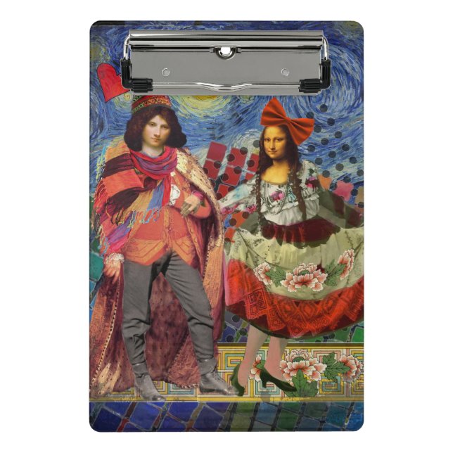 Mona Lisa Romantic Funny Colourful Artwork Mini Clipboard (Front)