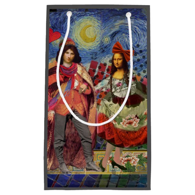 Mona Lisa Romantic Funny Colourful Artwork Small Gift Bag (Front)