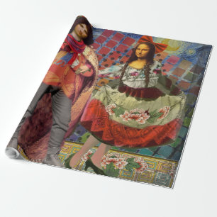Mona Lisa Romantic Funny Colourful Artwork Wrapping Paper