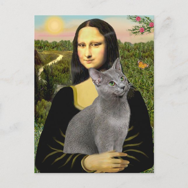 Mona Lisa - Russian Blue cat Postcard (Front)