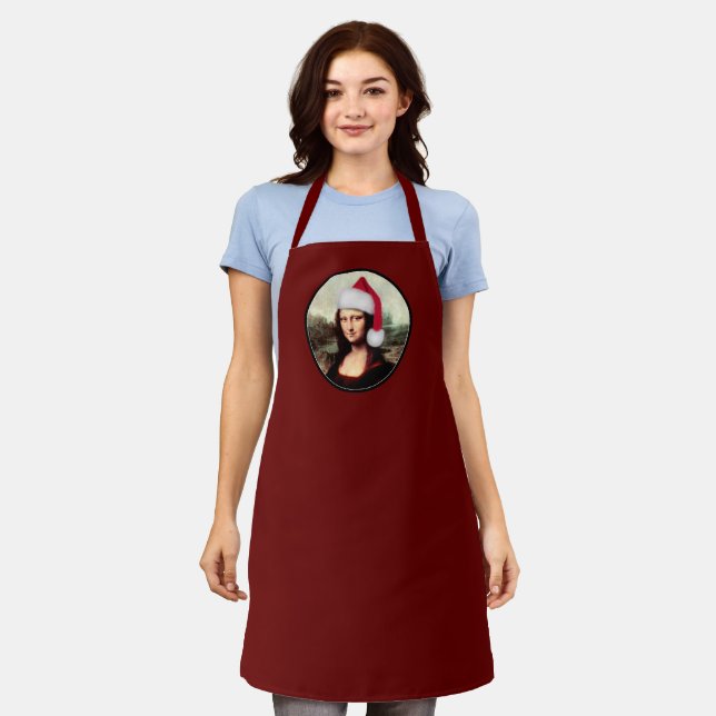 Mona Lisa Santa Hat Christmas Apron (Worn)