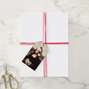 Mona Lisa Santa Hat Christmas Gift Tags