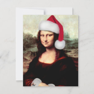 Mona Lisa Santa Hat Christmas Invitation