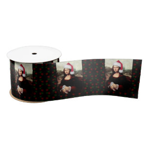 Mona Lisa Santa Hat Christmas Satin Ribbon