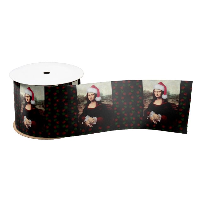 Mona Lisa Santa Hat Christmas Satin Ribbon (Spool)