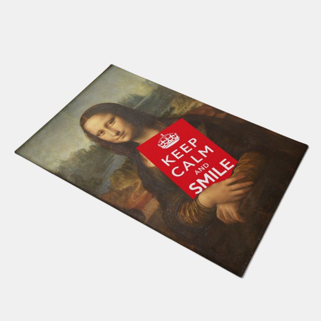 Mona Lisa Says Keep Calm And Smile Doormat (Angled)