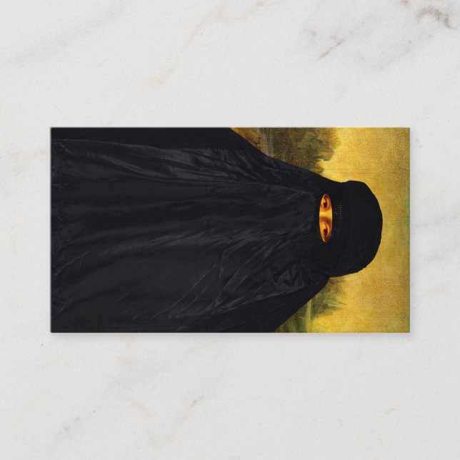 Mona Lisa Smiles Behind Her Burqa Business Card (Front)