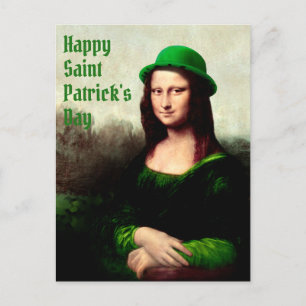 Mona Lisa St. Patrick's Day Clover Postcard