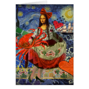 Mona Lisa Starry Night Collage: Whimsical Surreal