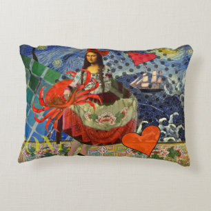Mona Lisa Starry Night Collage: Whimsical Surreal Decorative Cushion