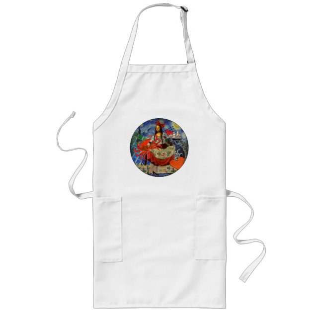 Mona Lisa Starry Night Collage: Whimsical Surreal  Long Apron (Front)