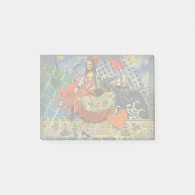 Mona Lisa Starry Night Collage: Whimsical Surreal  Post-it Notes (Front)