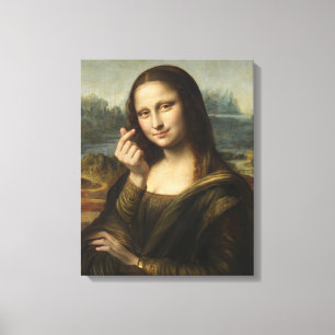 Mona Lisa striking a "Kyun Pose" Canvas Print