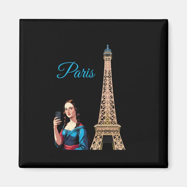 MONA LISA TAKING SELFIE SURREAL PARIS  MAGNET (Front)