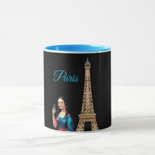 MONA LISA TAKING SELFIE SURREAL PARIS MUG