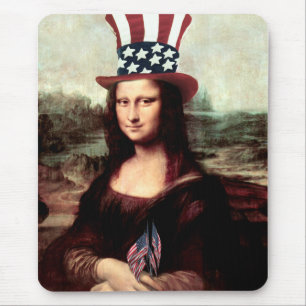 Mona Lisa USA Independence Day  Mouse Mat