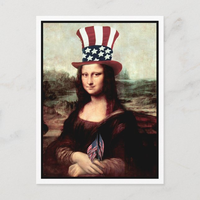 Mona Lisa USA Independence Day  Postcard (Front)