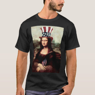 Mona Lisa USA Independence Day  T-Shirt