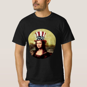 Mona Lisa USA Independence Day  T-Shirt