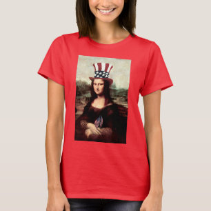Mona Lisa USA Independence Day  T-Shirt