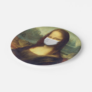 Mona Lisa Via Corona Virus Paper Plate