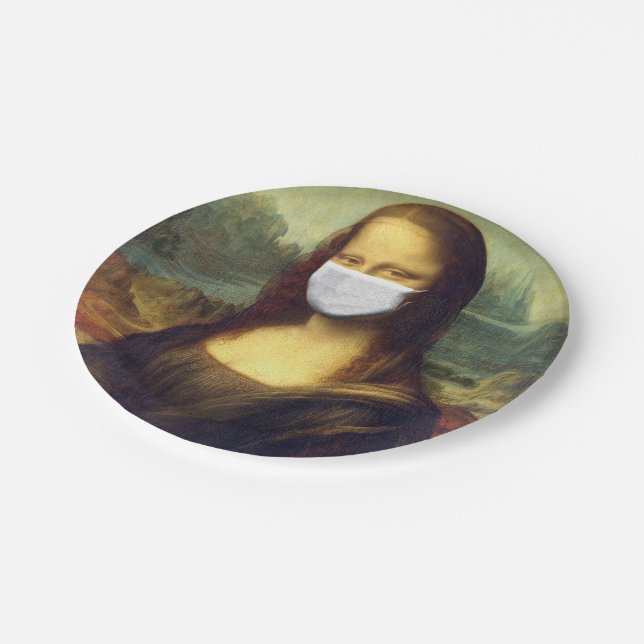 Mona Lisa Via Corona Virus Paper Plate (Angled)