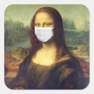 Mona Lisa Via Corona Virus Square Sticker