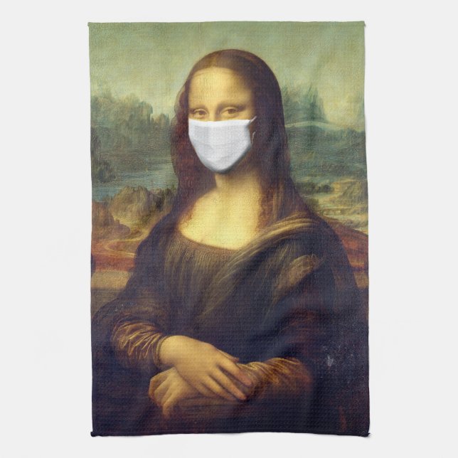 Mona Lisa Via Corona Virus Tea Towel (Vertical)