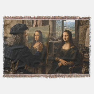 Mona Lisa Visits Vincent van Gogh's Studio Throw Blanket