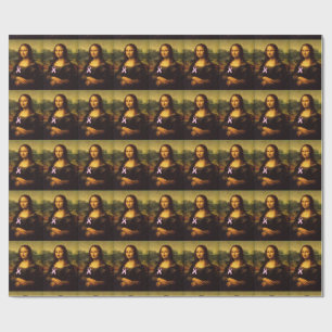 Mona Lisa Wearing Pink Ribbon Wrapping Paper