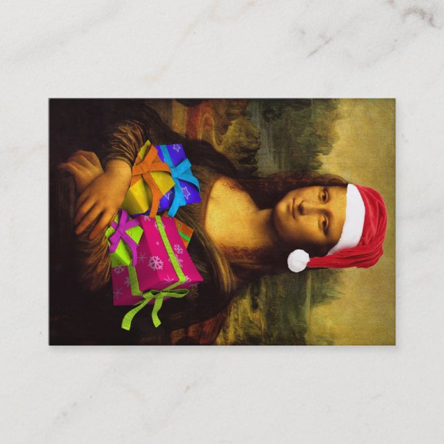 Mona Lisa Wishing Merry Christmas Business Card (Front)