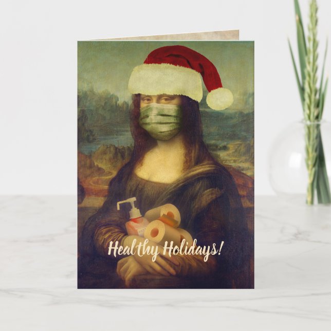 Mona Lisa Wishing You Healthy Holidays Holiday Card (Front)