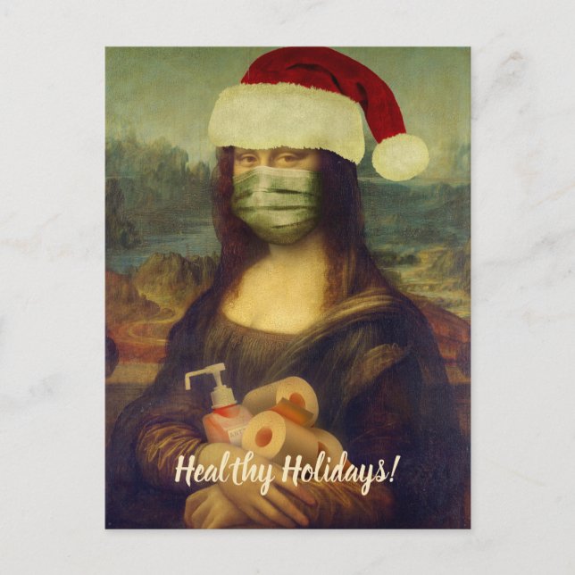 Mona Lisa Wishing You Healthy Holidays Postcard (Front)