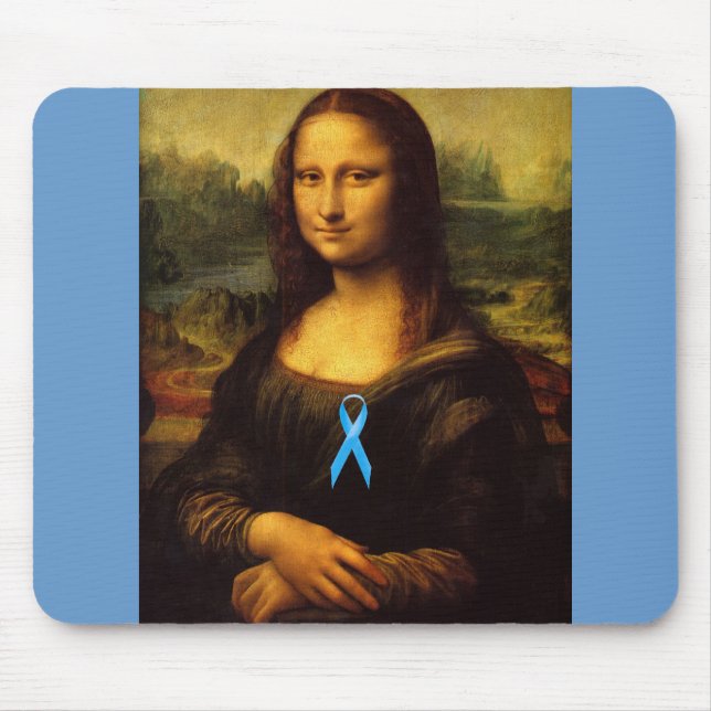 Mona Lisa With Blue Ribbon Mouse Mat (Front)